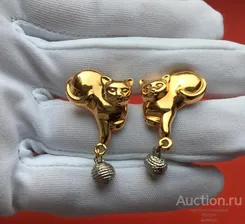 Винтажные Серьги Avon Котята Кошки с Клубками
