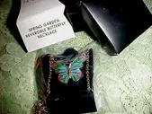 Vintage Goldtone Spring Garden Reversible Butterfly Necklace 2013..signed Avon