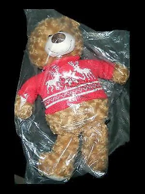 New Avon 2015 18" Plush Teddy Bear Red Holiday Sweater Christmas
