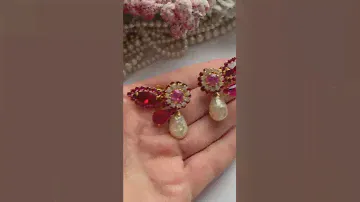 Винтажные клипсы с розовыми вставками и жемчужиной, часть 2