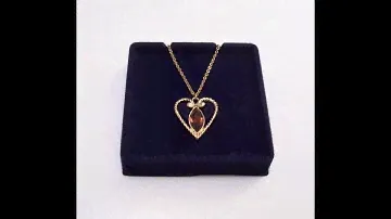 Avon Heart Brown Stone Pendant Necklace Gold Tone