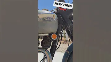 New tires for #trustyrusty 🛞 - #classicbritishspares #triumph  #dunlop #avon