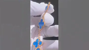 Van Cleef Arpels Vintage Alhambra Bracelet Blue Agate 18K Yellow Gold
