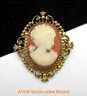 Vintage Cameo Scent Locket Brooch Pin Signed Avon Excellent